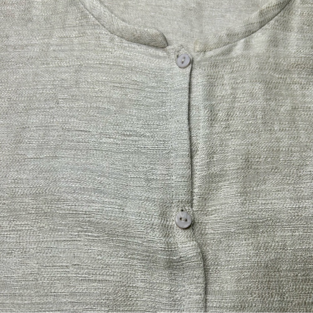 Eileen Fisher Linen & Cotton Neutral Beige Lagenlook Button Front Tunic Jacket S - Picture 8 of 15